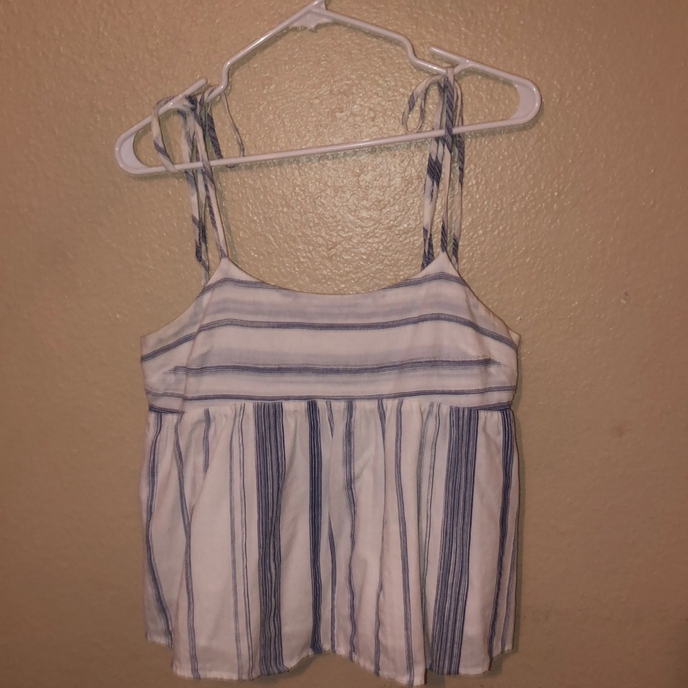 striped blue and white tank top